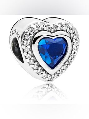 Pandora Sparkling Blue Heart Bracelet Charm Necklace S925 Retired